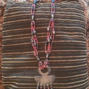 Necklace 30” Wood and Brown/Rust Tone Beads